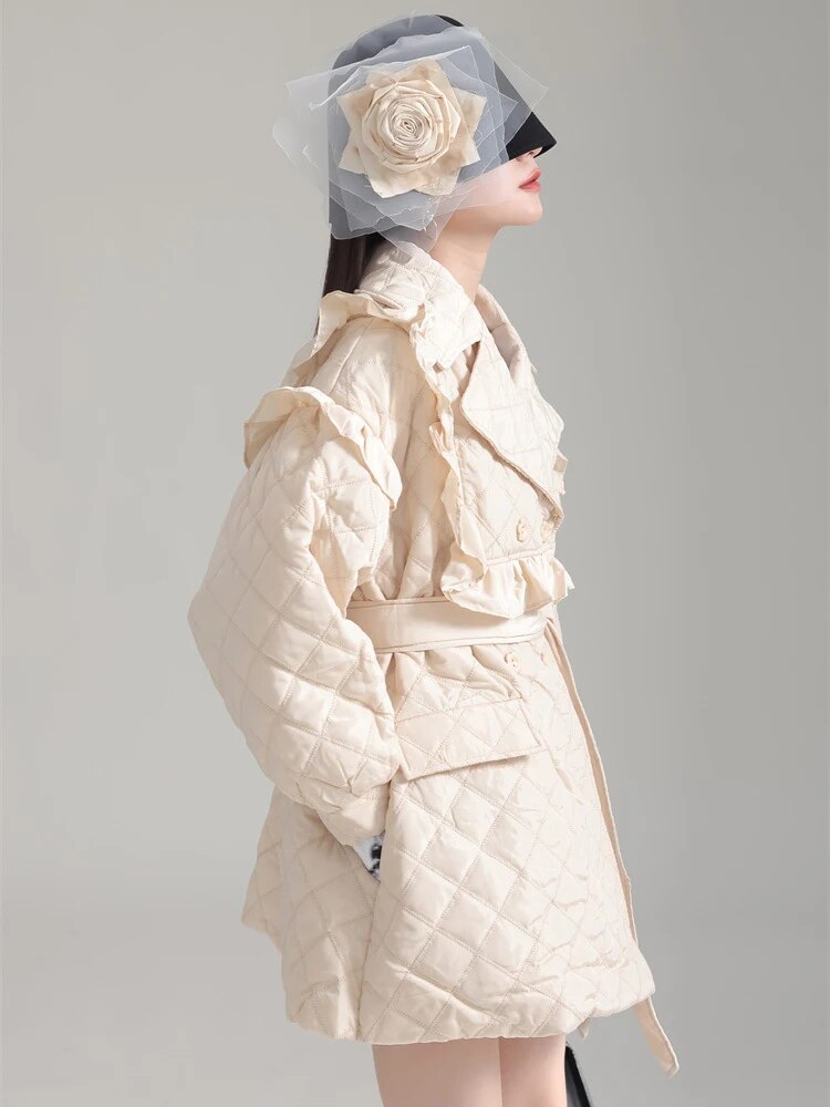 Hunta Ruffle Coat - Cream