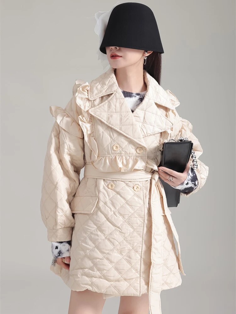 Hunta Ruffle Coat - Cream