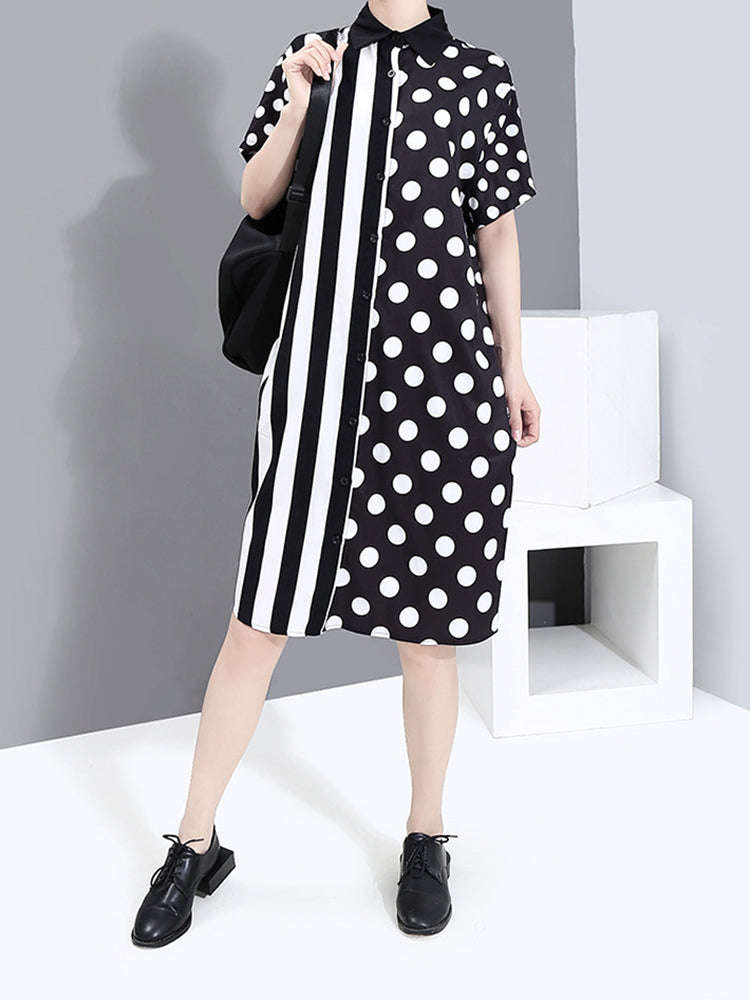 Annie Stripe Dot - Short Sleeve Dress