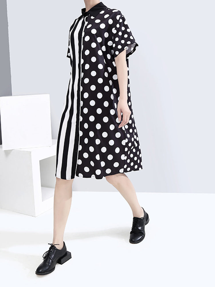 Annie Stripe Dot - Short Sleeve Dress