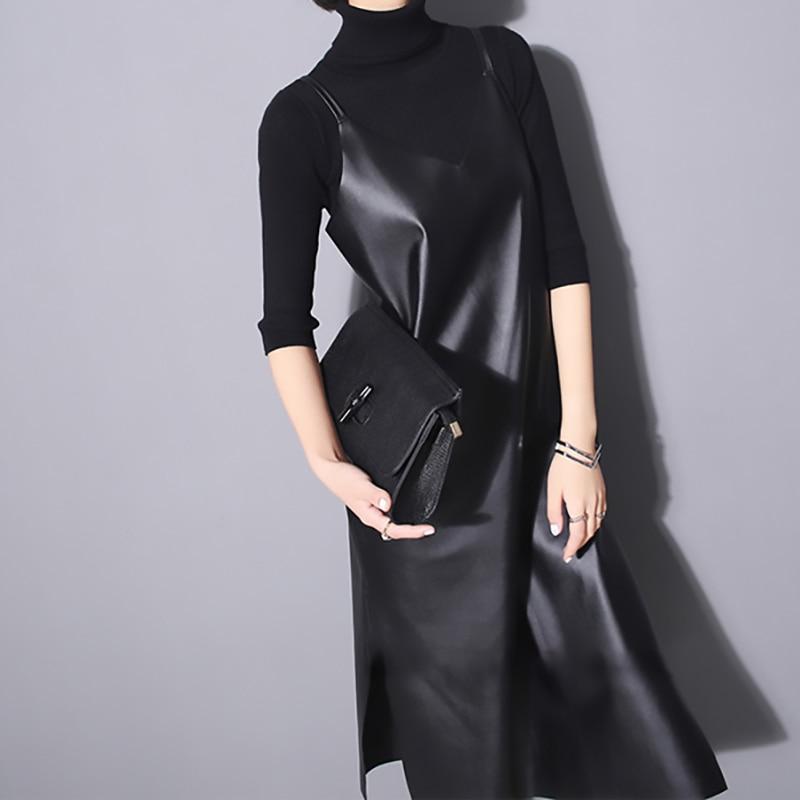 Bakaitis Vegan Leather Spaghetti Dress