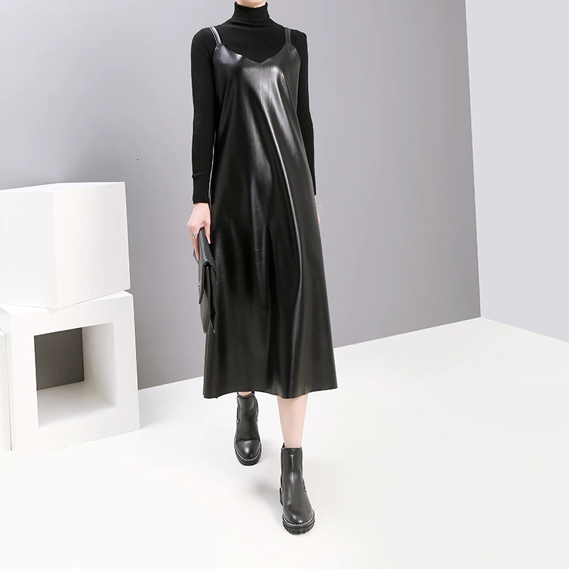 Bakaitis Vegan Leather Spaghetti Dress