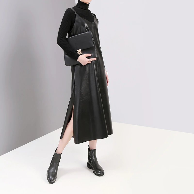 Bakaitis Vegan Leather Spaghetti Dress