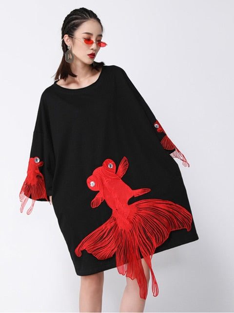 Kingyo Embroidered Goldfish Dress