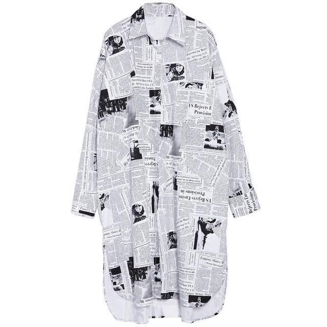 Toriko Newspaper Print Shirt Dress