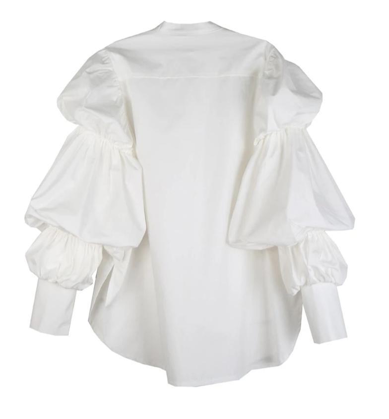 Daoko Pleated Puff Long Sleeve Shirt - White