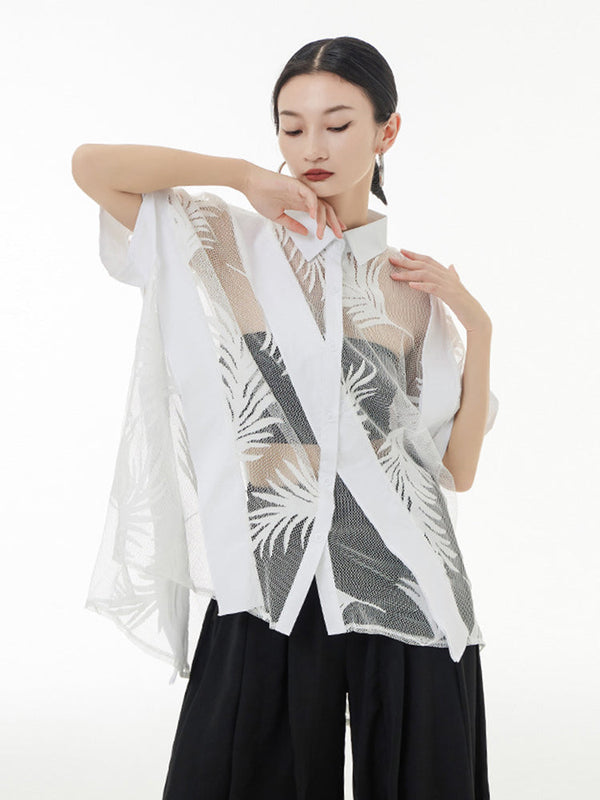 Hayato Sheer Leaf Blouse - White