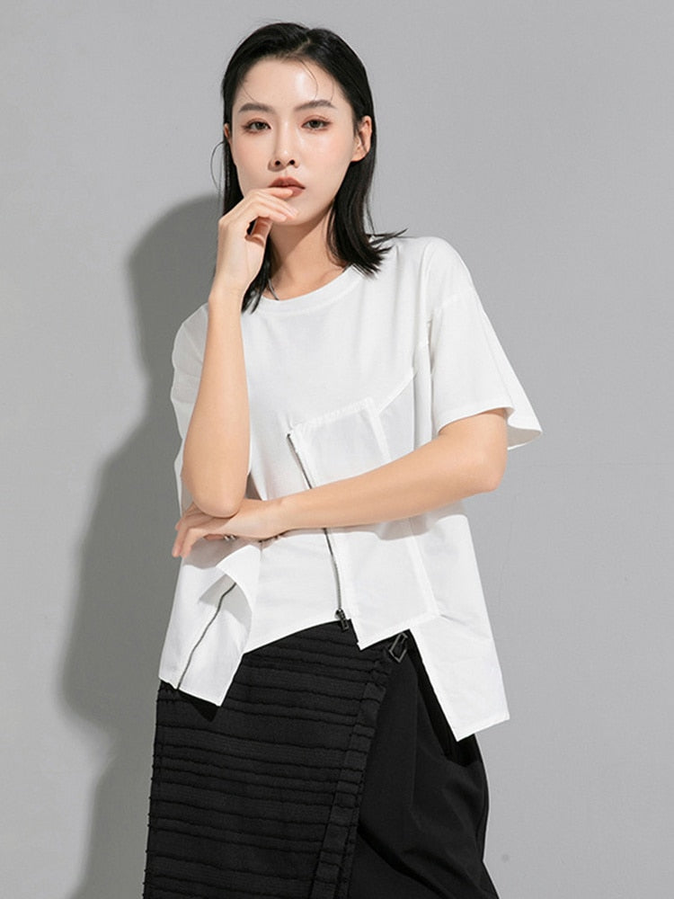 Lupee Zipper Shirt - White