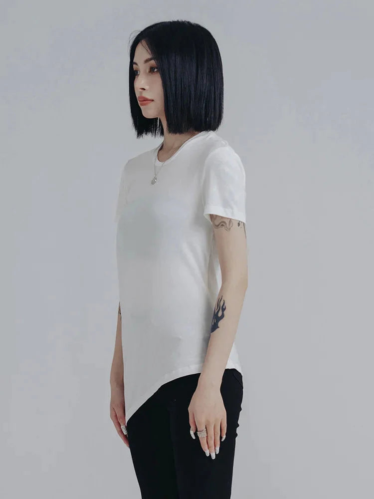 Wallcy Irregular Hem T-shirt - White